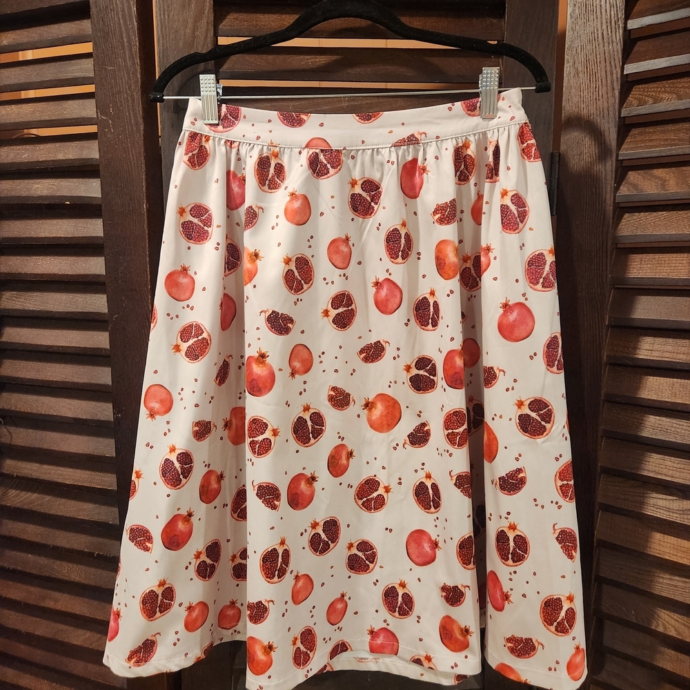 Lindy Bop White Skirt with Red Fruit Print